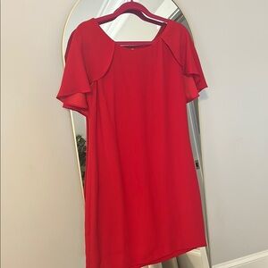 Elegant Red Dress with Flutter Sleeves